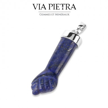 Main de protection, poing fermé en pierre naturelle de Lapis-lazuli. Main corse, protection, mauvais œil, bébé, naissance