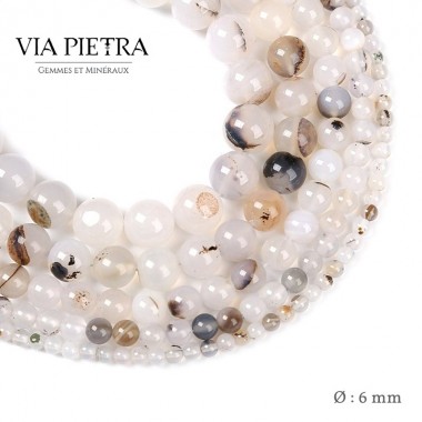 Perles Agate Sardonyx création, perles Agate blanche 6mm, perles en pierre naturelle