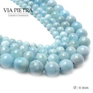 Perles Aigue Marine création, perles Aquamarine 6mm, perles en pierre naturelle