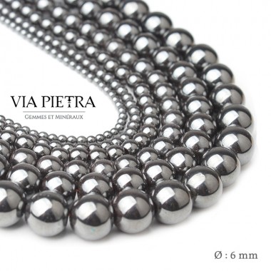 Perles Hématite création, perles hématite 6mm, perles en pierre naturelle