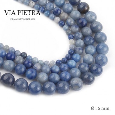 Perles Quartz dumortiérite création, perles aventurine bleue 6mm, perles en pierre naturelle