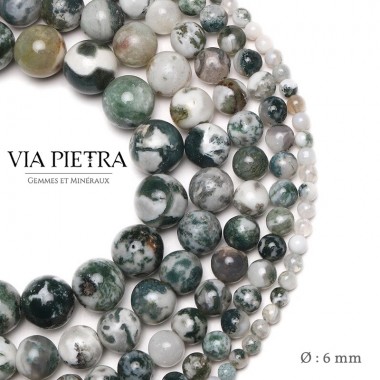 Perles Agate mousse arbre création, perles Agate Moss 6mm, perles en pierre naturelle