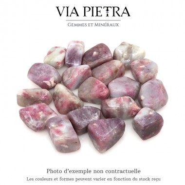 Quartz tourmaline rose pierre roulée, quartz rubellite pierre roulée, lithothérapie vertu bienfait
