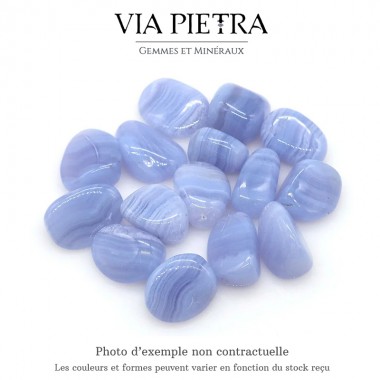 Pierre roulée agate blue lace, calcédoine bleue, pierre bleue lithothérapie, agate blue lace vertu bienfait