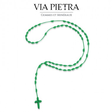Chapelet vert corde 50 nœuds, rosaire corde, chapelet pas cher, chapelet rosaire religieux chrétien catholique