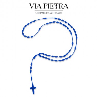 Chapelet bleu corde 50 nœuds, rosaire corde, chapelet pas cher, chapelet rosaire religieux chrétien catholique