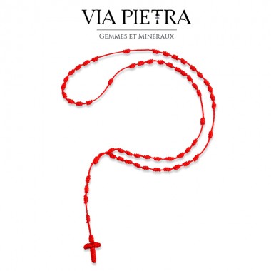 Chapelet rouge corde 50 nœuds, rosaire corde, chapelet pas cher, chapelet rosaire religieux chrétien catholique
